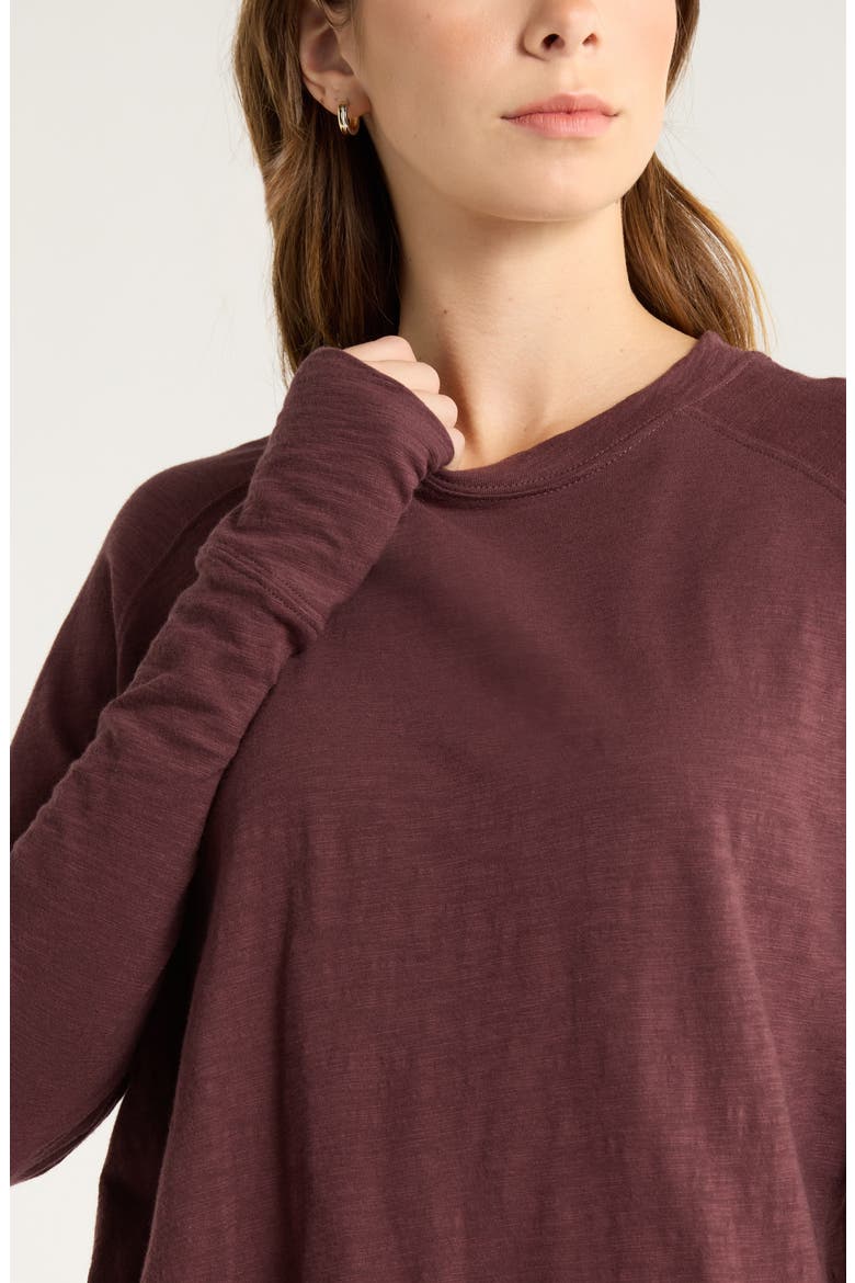Relaxed Washed 2.0 Long Sleeve Slub Tee, Alternate, color, BURGUNDY FUDGE
