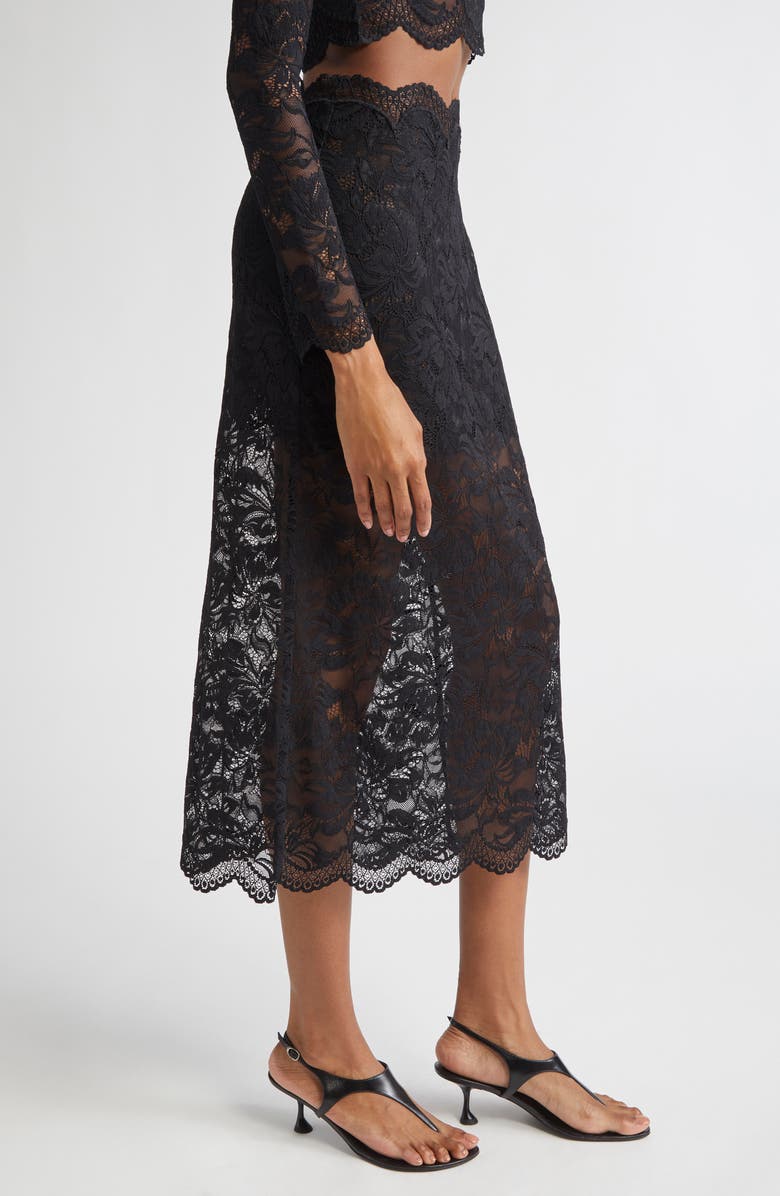 Rabanne Stretch Lace Midi Skirt, Alternate, color, Black