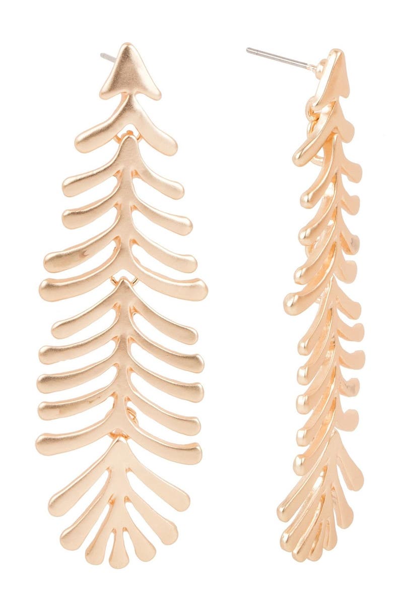 SAACHI Feather Linear Drop Earrings, Alternate, color, Gold