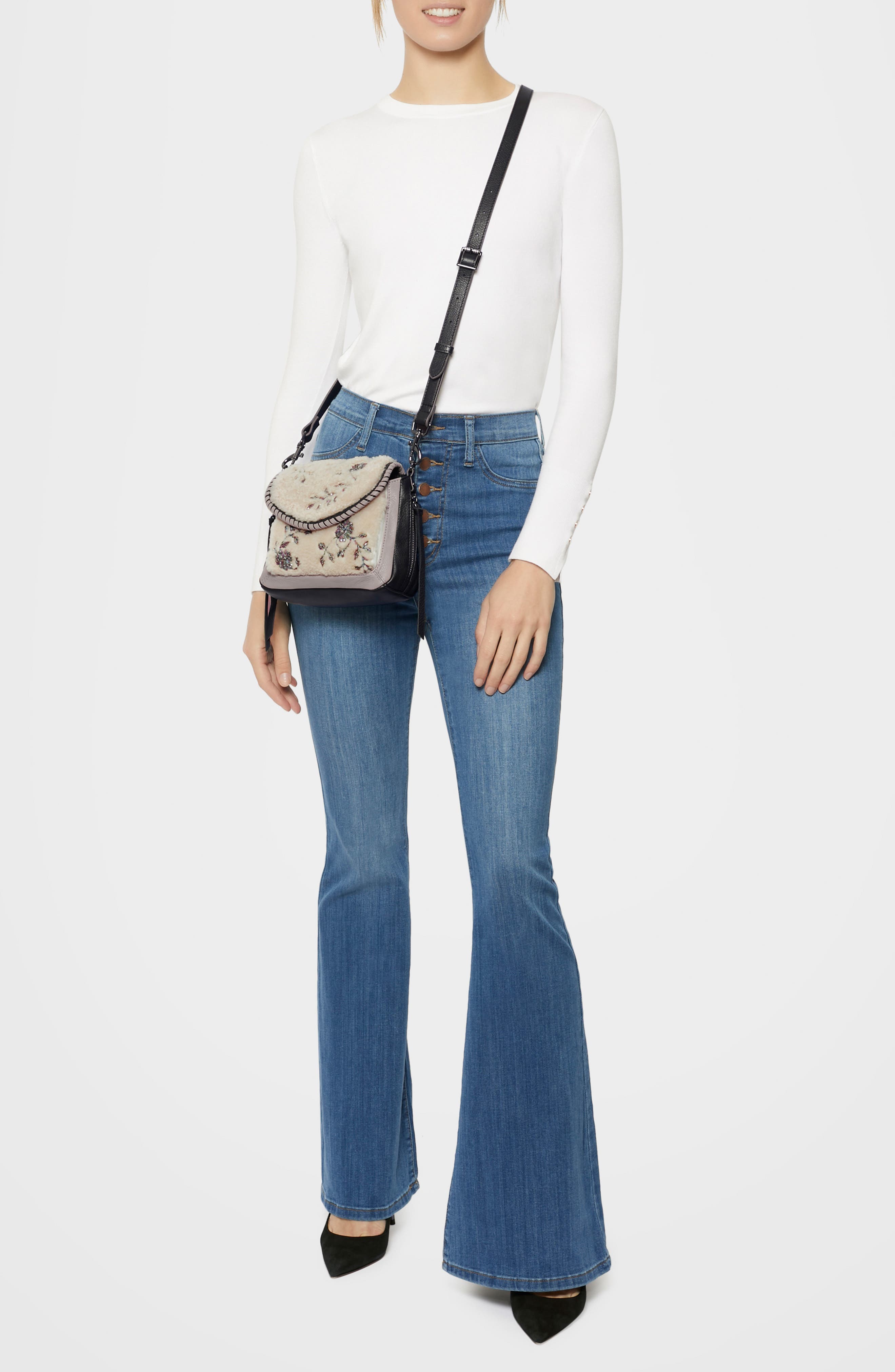 Aimee Kestenberg All for Love Embellished Genuine Shearling Crossbody Bag, Alternate, color, 