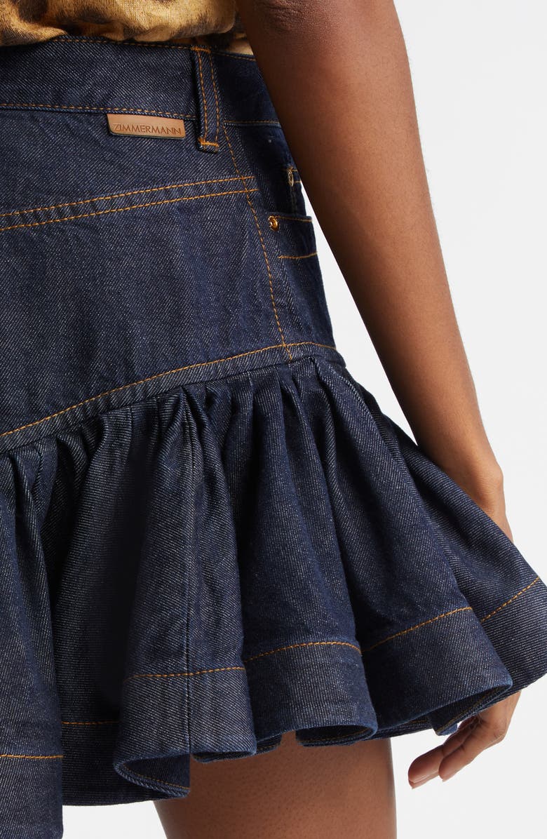 Zimmermann Frill Denim Miniskirt, Alternate, color, 