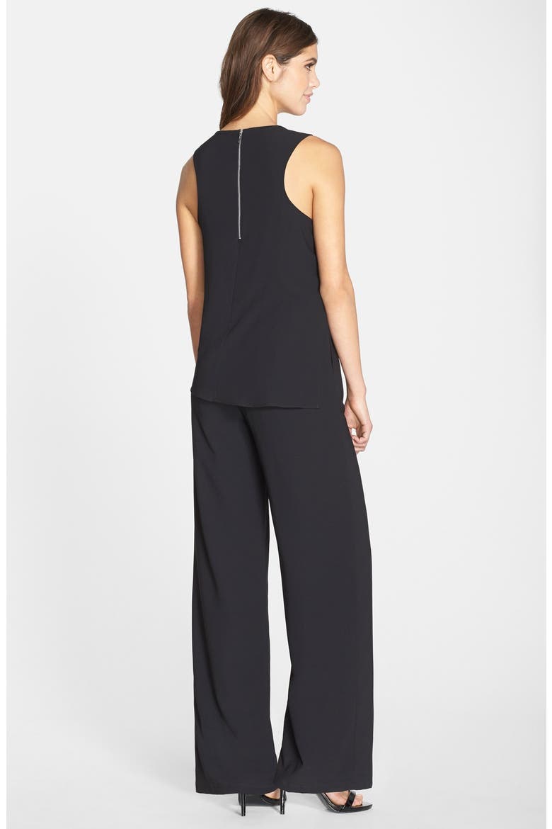 Asymmetrical Layered Crepe Jumpsuit, Alternate, color, BLACK