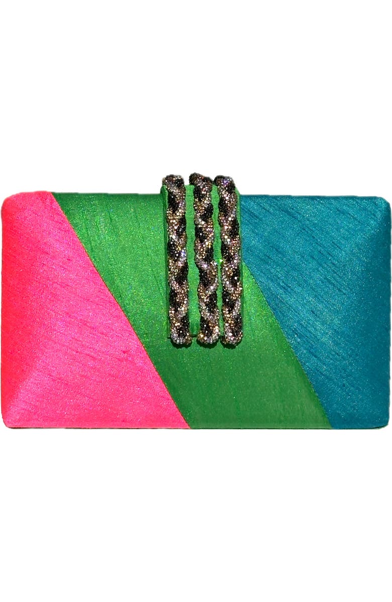 Simitri Diagonal Color Block Braided Fringe Clutch, Main, color, Jeweled