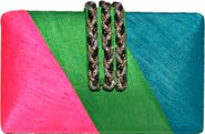 Simitri Diagonal Color Block Braided Fringe Clutch