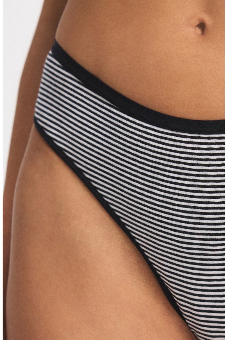 Cotton Essentials Cheeky Panties, Alternate, color, BLACK CAVIAR STRIPE UP