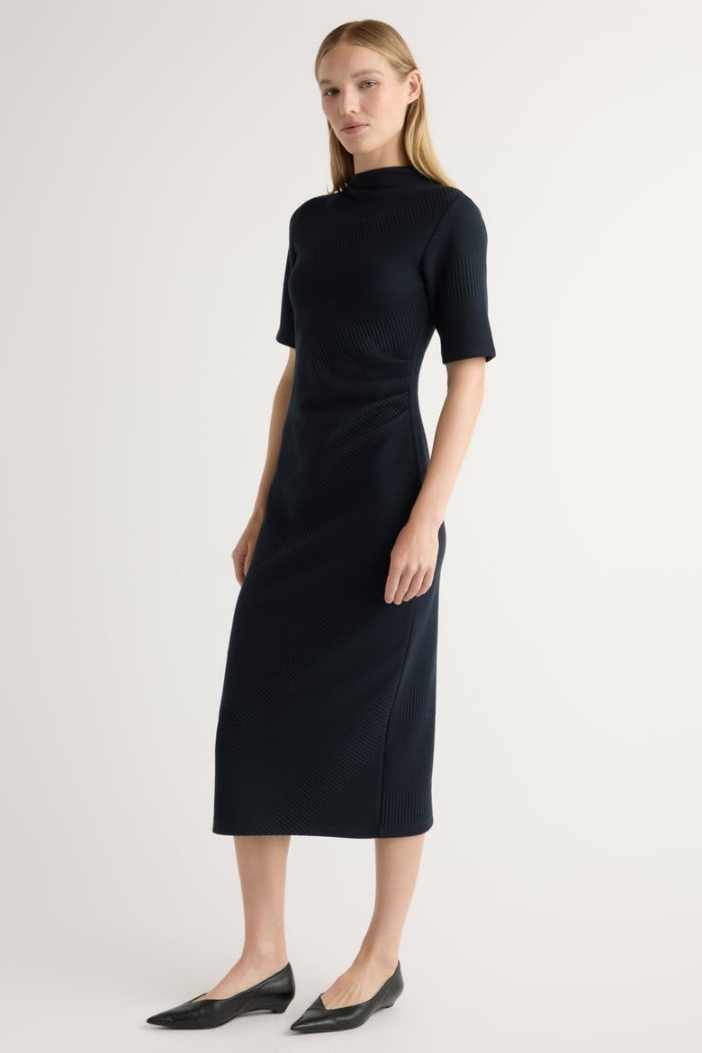 Evie Ribbed Knit Jersey Dress, Alternate, color, Navy