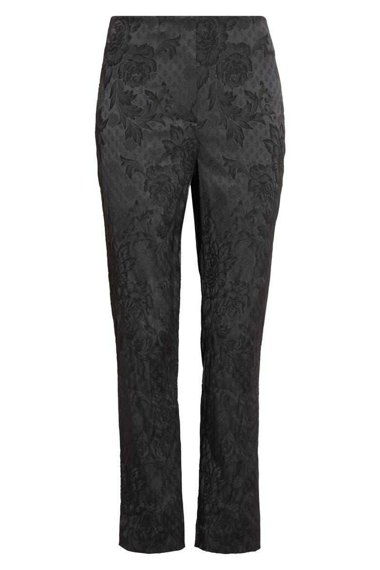 Stila Floral Jacquard Ankle Pants, Alternate, color, BLACK