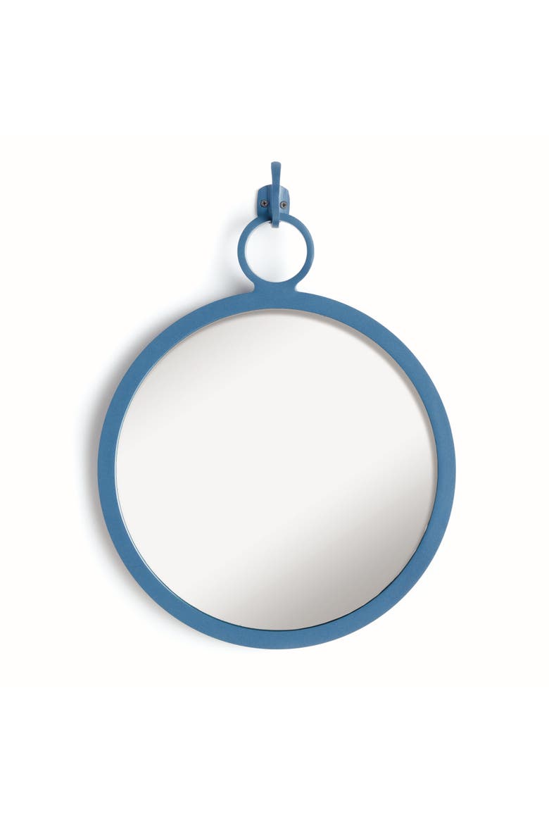 Eliana Blue Framed Round Decorative Wall Mirror, Main, color, Blue