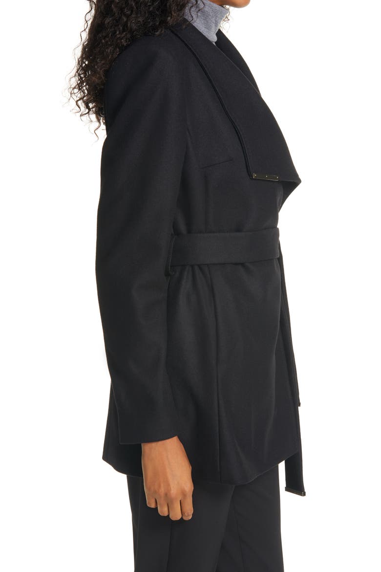 Rosess Wool & Cashmere Blend Wrap Coat, Alternate, color, BLACK