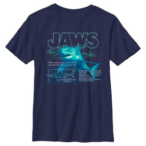Boy's Jaws Shark Blueprint  Graphic T-Shirt