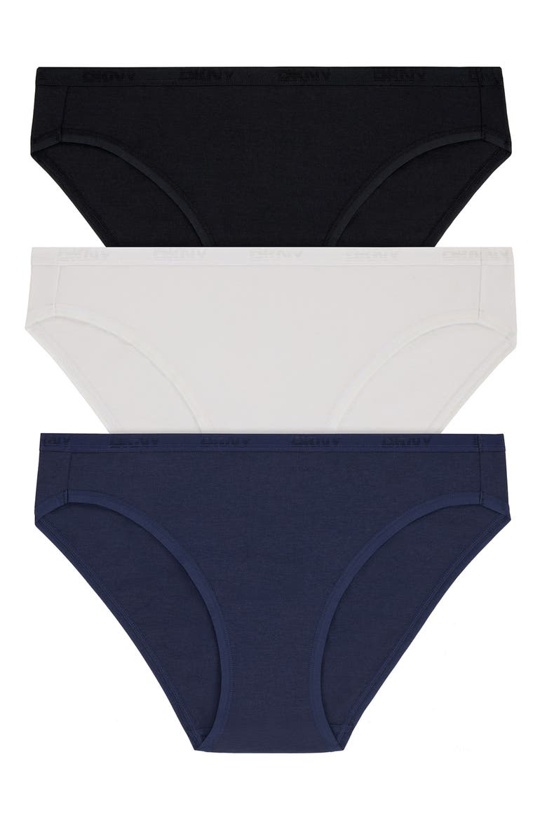 Cotton Blend Assorted 3-Pack Bikinis, Main, color, BLACK/ WHITE/ NAVY