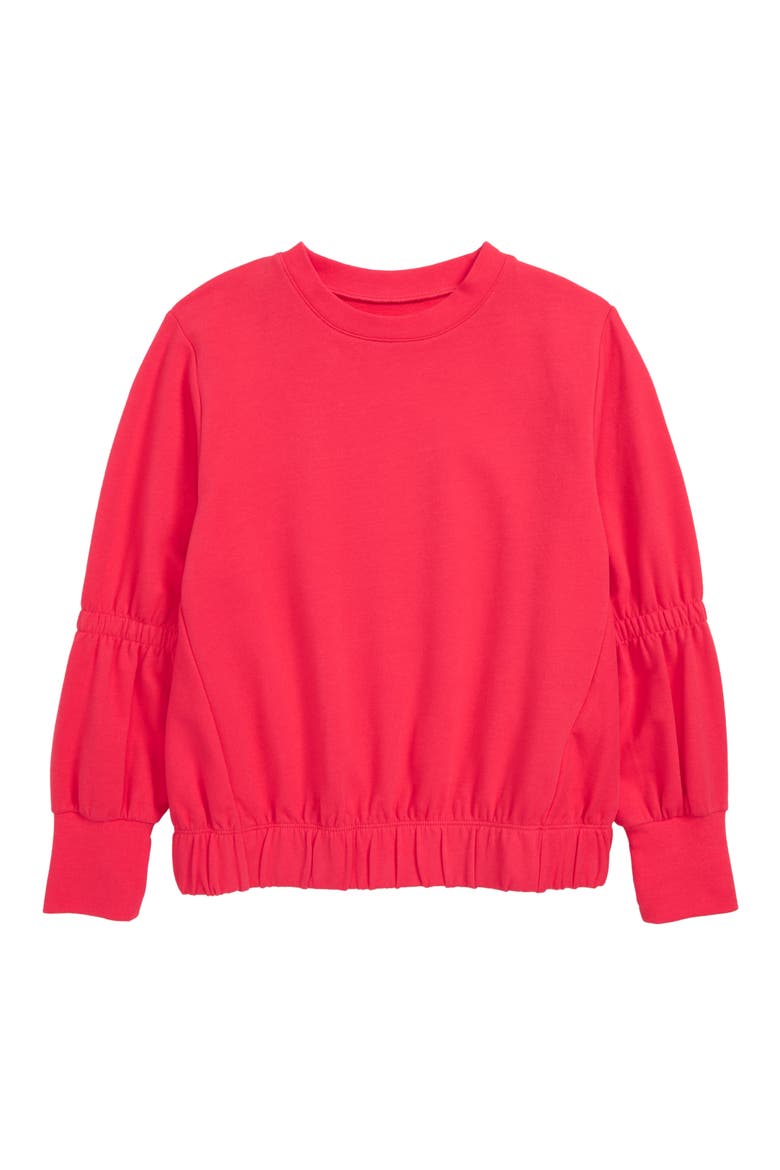 Gathered Sleeve Pullover, Main, color, PINK TEABERRY