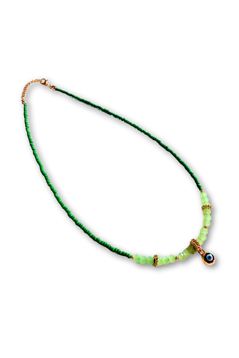 Evil Eye Charm Necklace, Main, color, Green