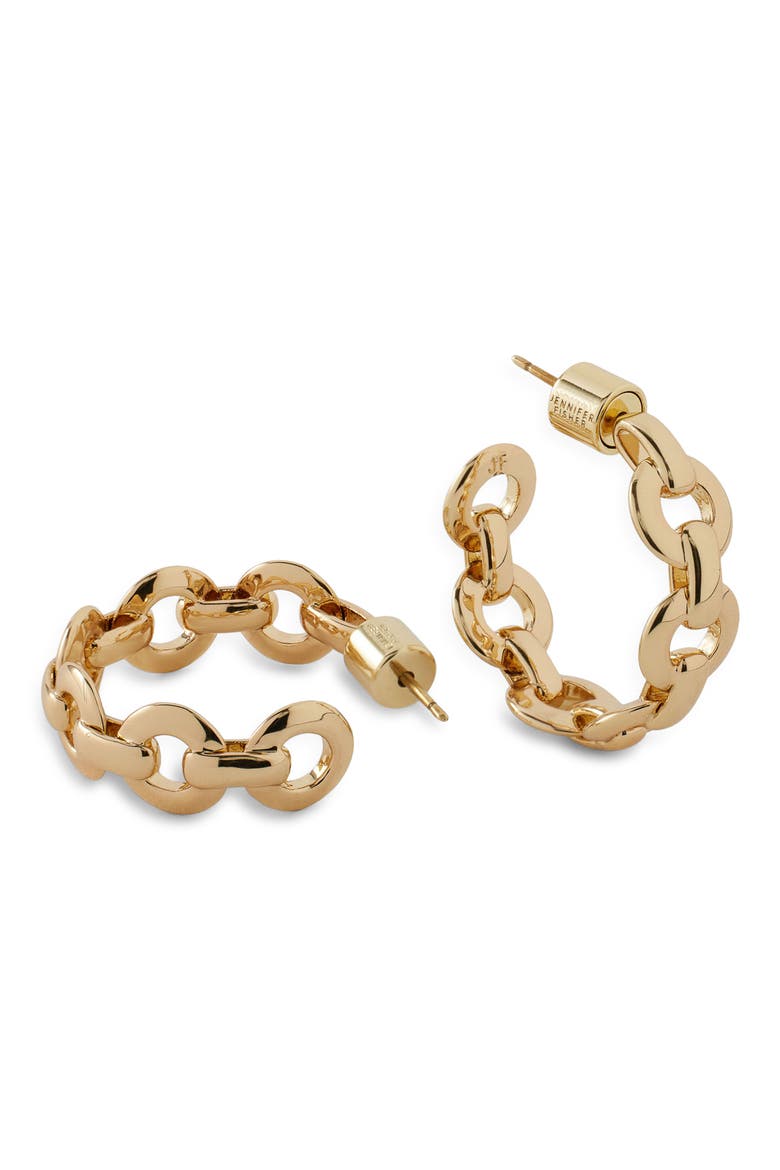 Circle Link Huggie Hoop Earrings (Nordstrom Exclusive), Alternate, color, YELLOW GOLD