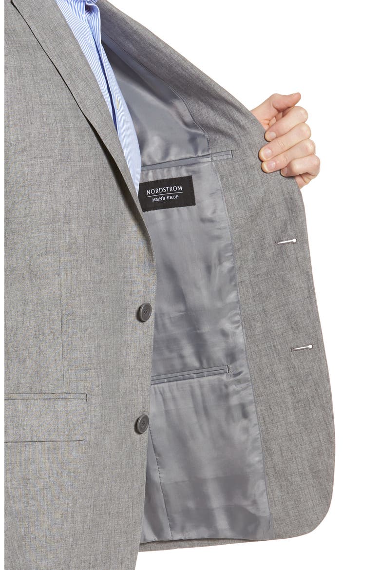 Trim Fit Linen Blazer, Alternate, color, GREY