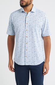 johnnie-O Roadtrip Hangin' Out License Plate Print Short Sleeve Button-Up Shirt