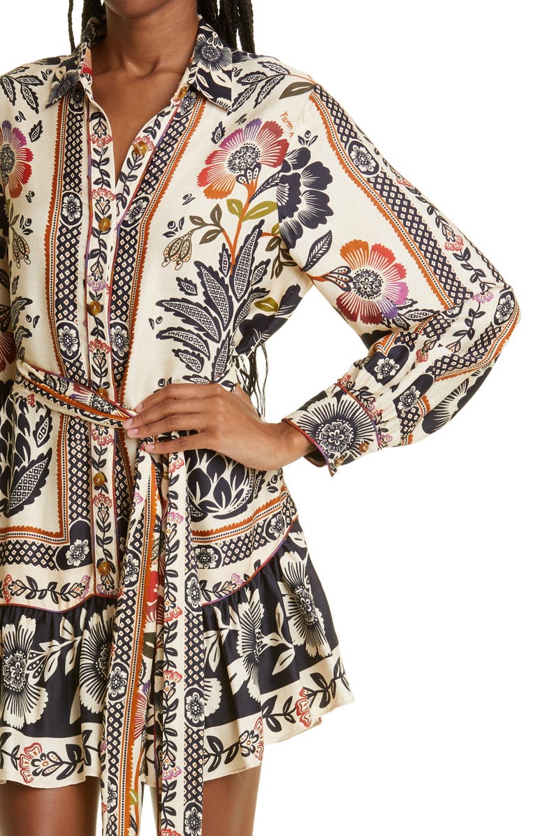 FARM Rio Romantic Garden Long Sleeve Shirtdress, Alternate, color,