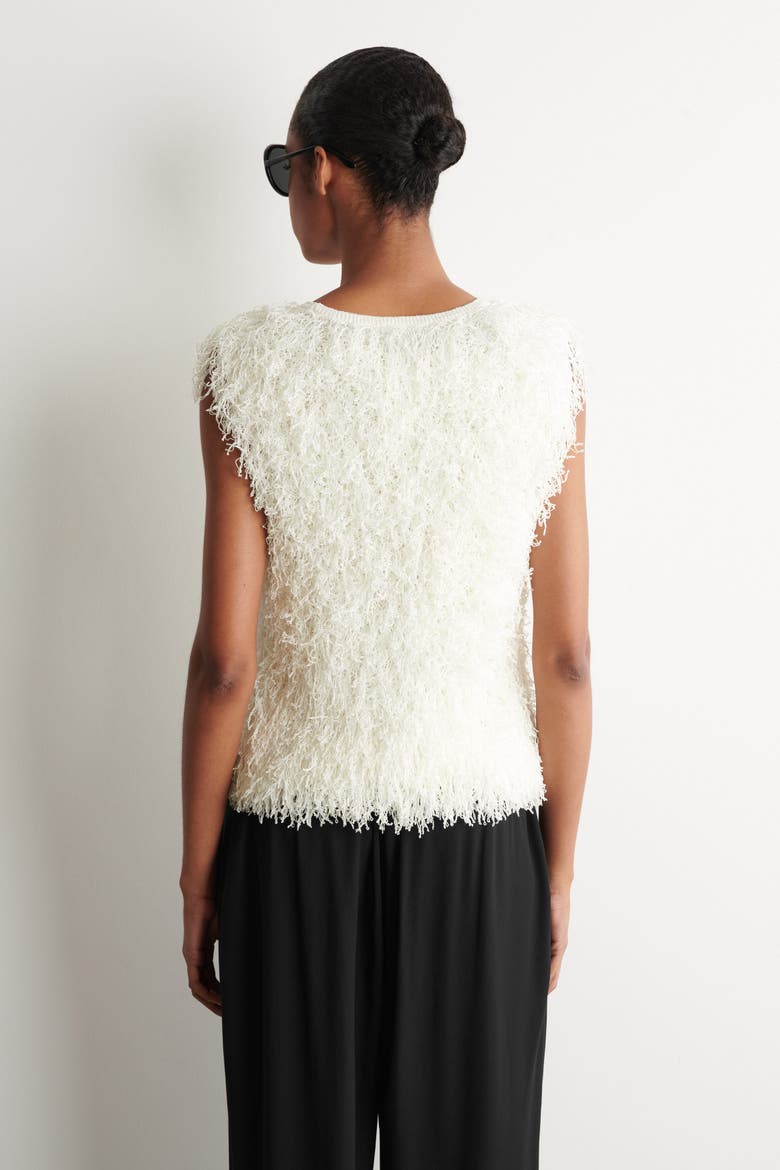 Fringed Knitted Top, Alternate, color, WHITE