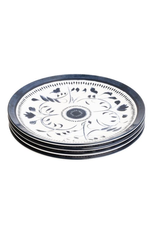 Lemieux Et Cie Bruges Porcelain 4-piece Salad Plate Set In Blue