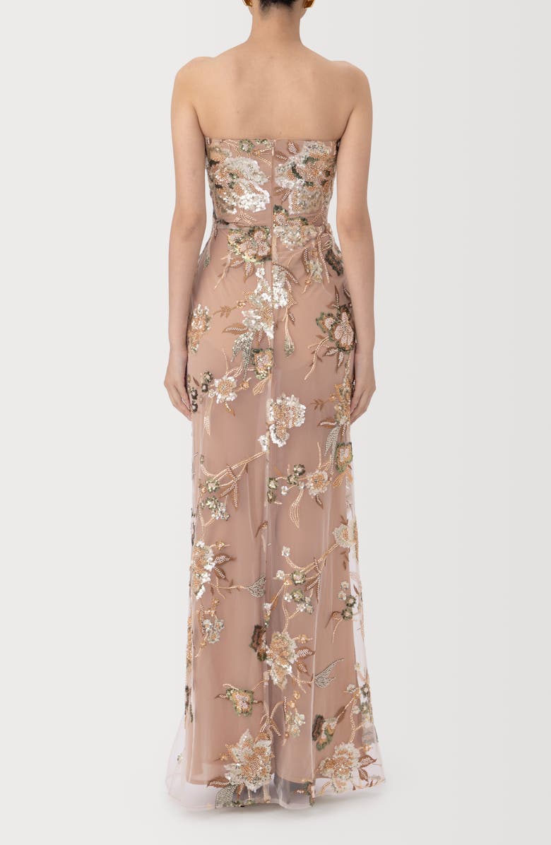 SAU LEE Pippa Floral Embellished Mesh Gown, Alternate, color, Taupe Multi