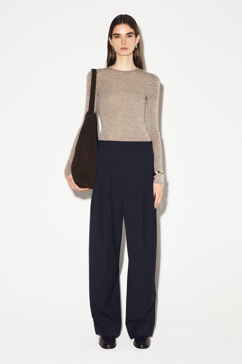 Seamless Merino Wool Long-Sleeved Top, Alternate, color, BEIGE MÉLANGE