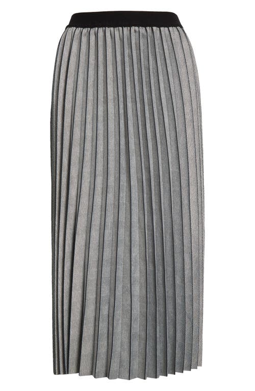 Reiss Grey Checked Pleated Midi Skirt In Grey