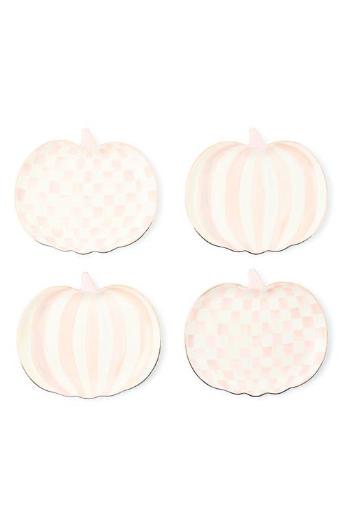Mackenzie-childs Mackenzie Childs Set Of 4 Rosy Check Pumpkin Dessert Plates In Neutral