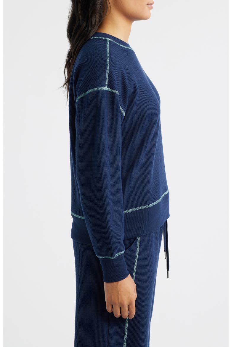 Contrast Stitch Waffle Knit Sweatshirt, Alternate, color, MIDNIGHT