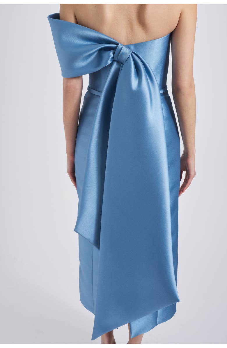 Amsale Bow Cocktail Dress, Alternate, color, Smokey-Blue