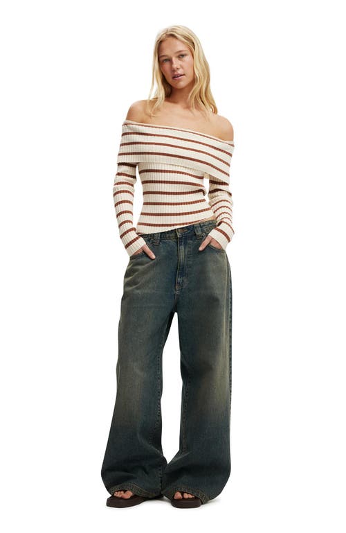 Cotton On Asym Rib Off Shoulder Knit In Neutral
