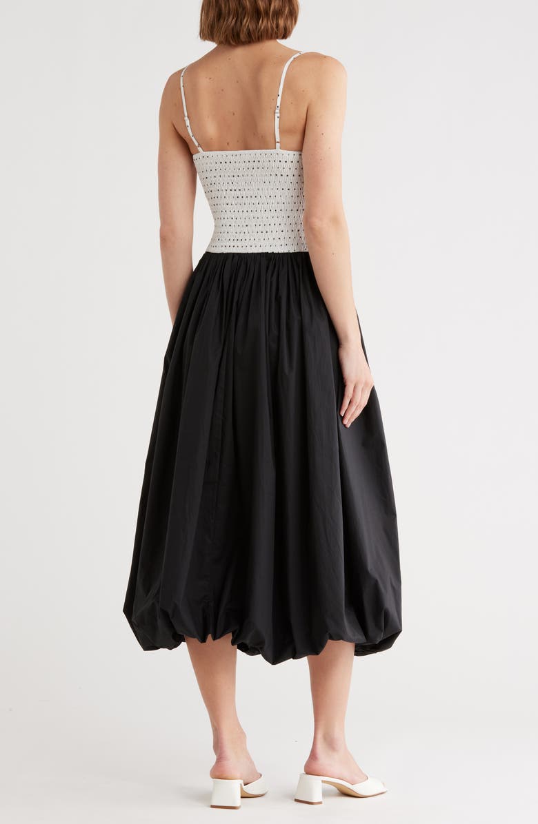 Lush Mixed Media Bubble Skirt Midi Dress, Alternate, color, White Black