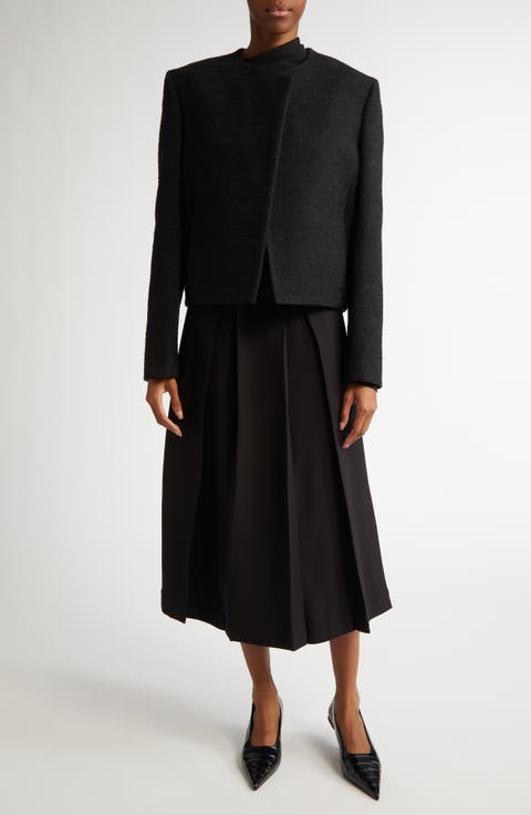 Asymmetric Bouclé Crop Jacket