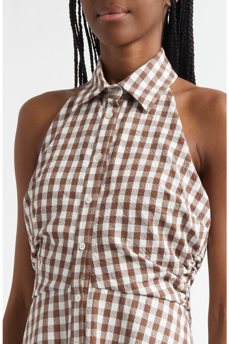brown gingham halter dress Rose | gingham girl summer  outfit details in stories  #summerdress  #summertrends #ginghamdress #gingham #dress green gingham dress , halter...