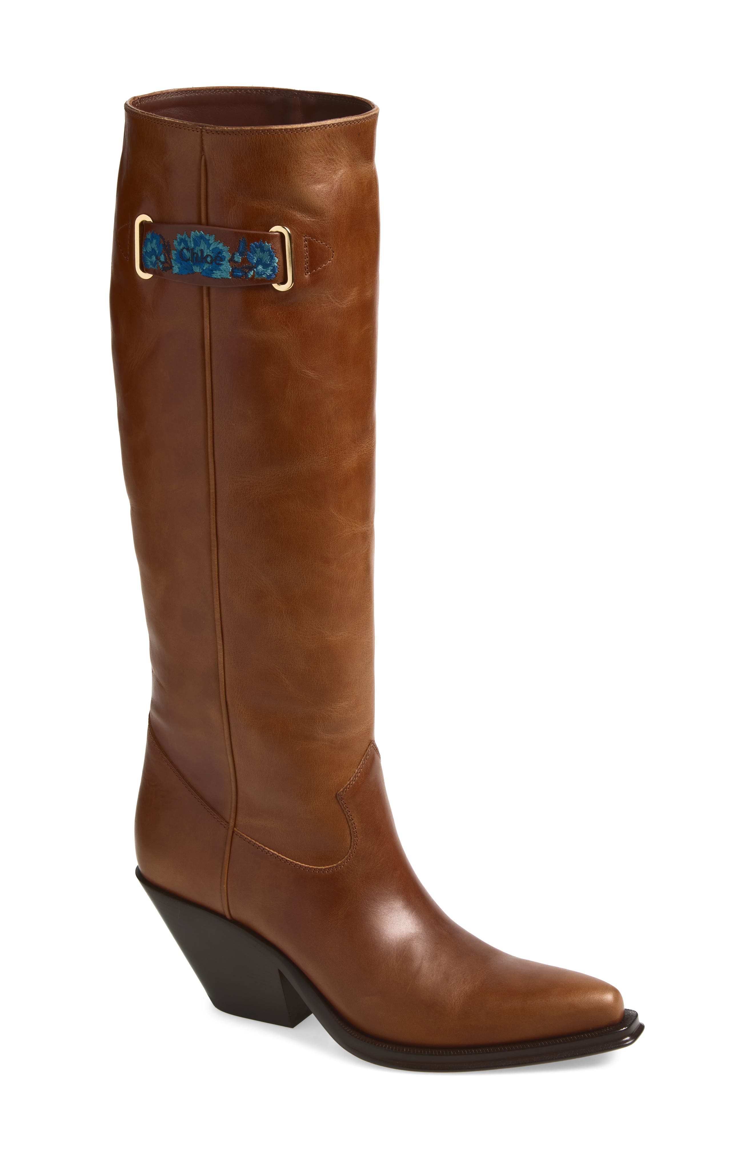 Azelan Knee High Boot, Main, color, AMBER BROWN