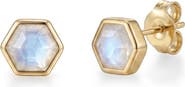 Adornia Hexagon Moonstone Stud Earrings