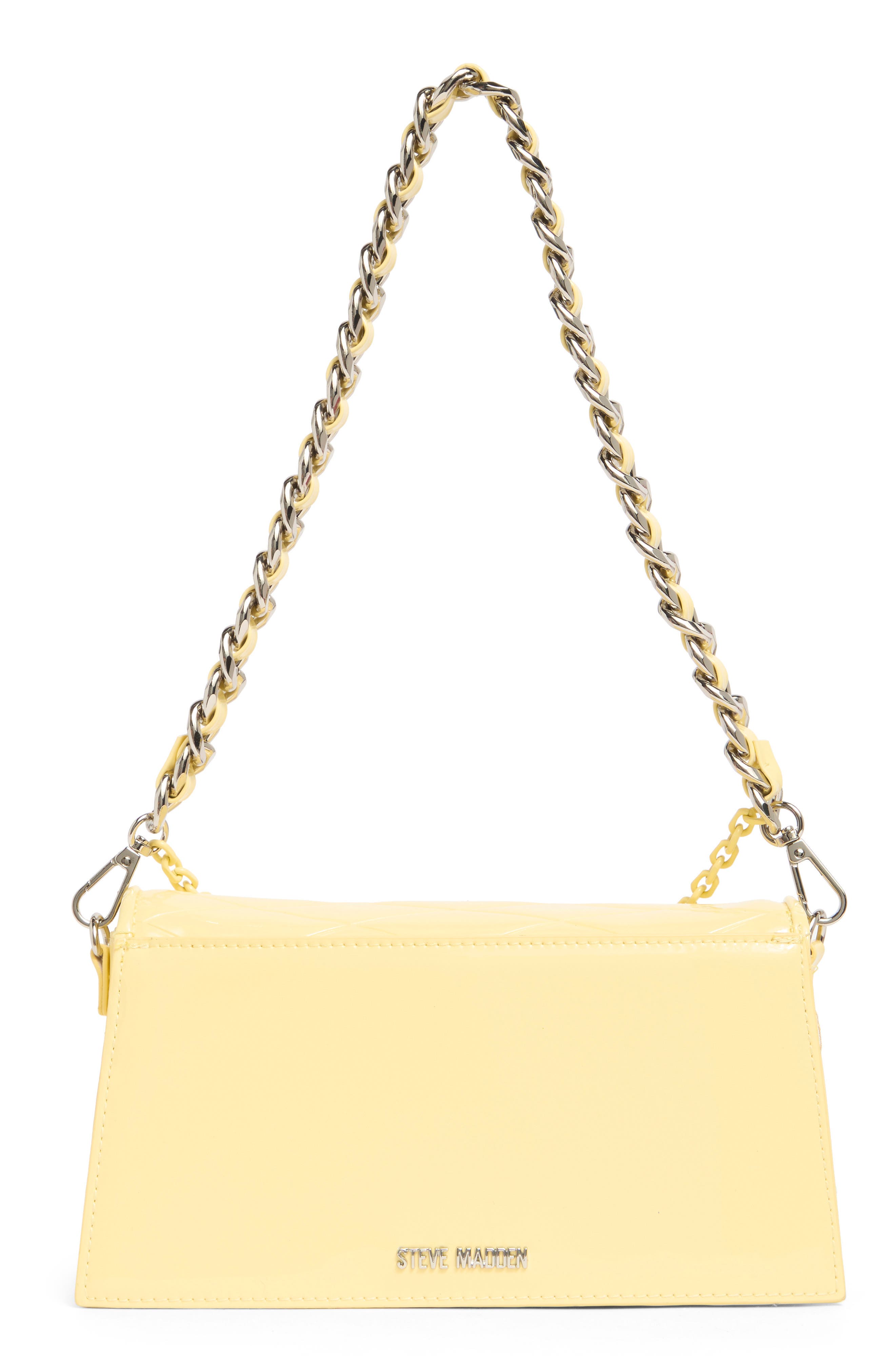 Steve Madden Brona Quilt Embossed Patent Shoulder Bag, Alternate, color, Panna Cotta