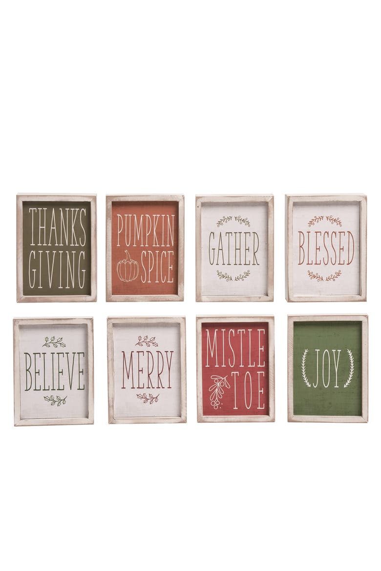 Christmas Sentiment Reversible Block Decor Set of 4, Main, color, Multicolored