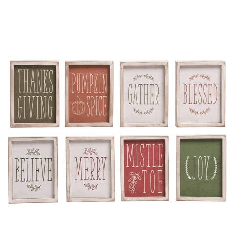 Christmas Sentiment Reversible Block Decor Set of 4