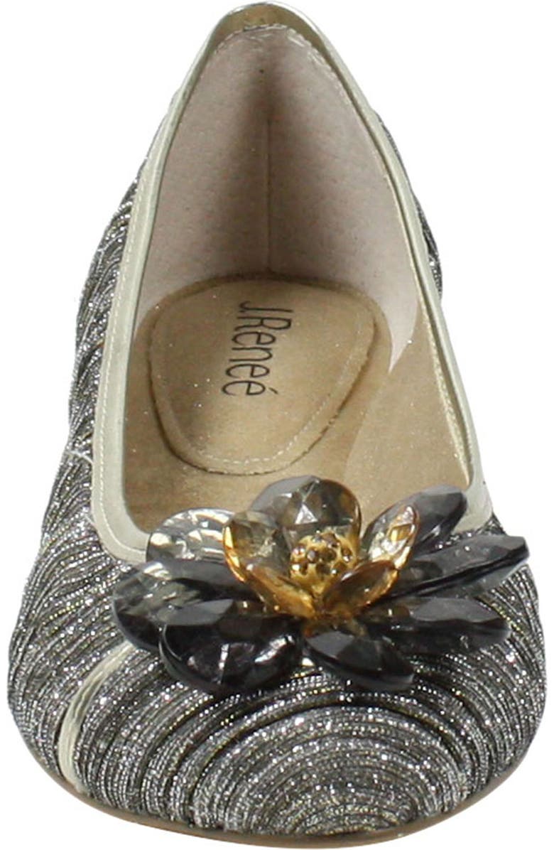 J. Reneé Panyin Crystal Flower Metallic Skimmer Flat, Alternate, color,
