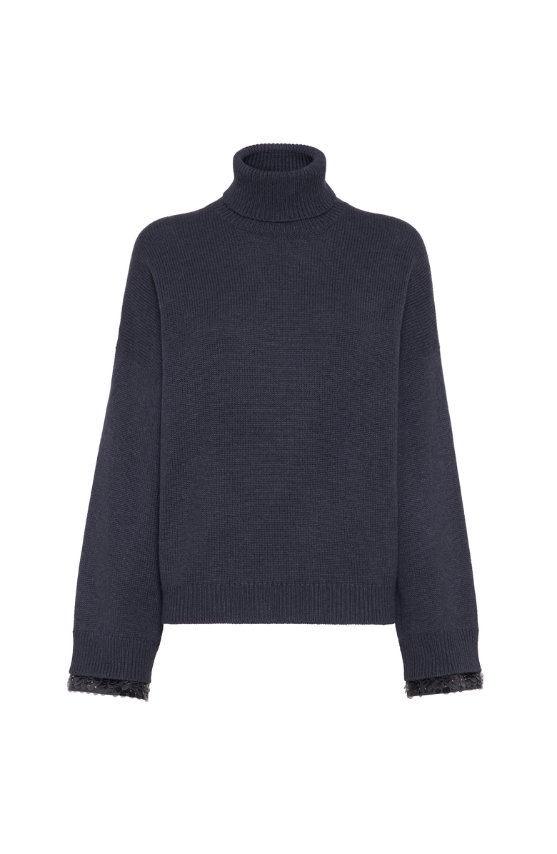 Brunello Cucinelli Turtleneck sweater, Main, color, Navy Blue