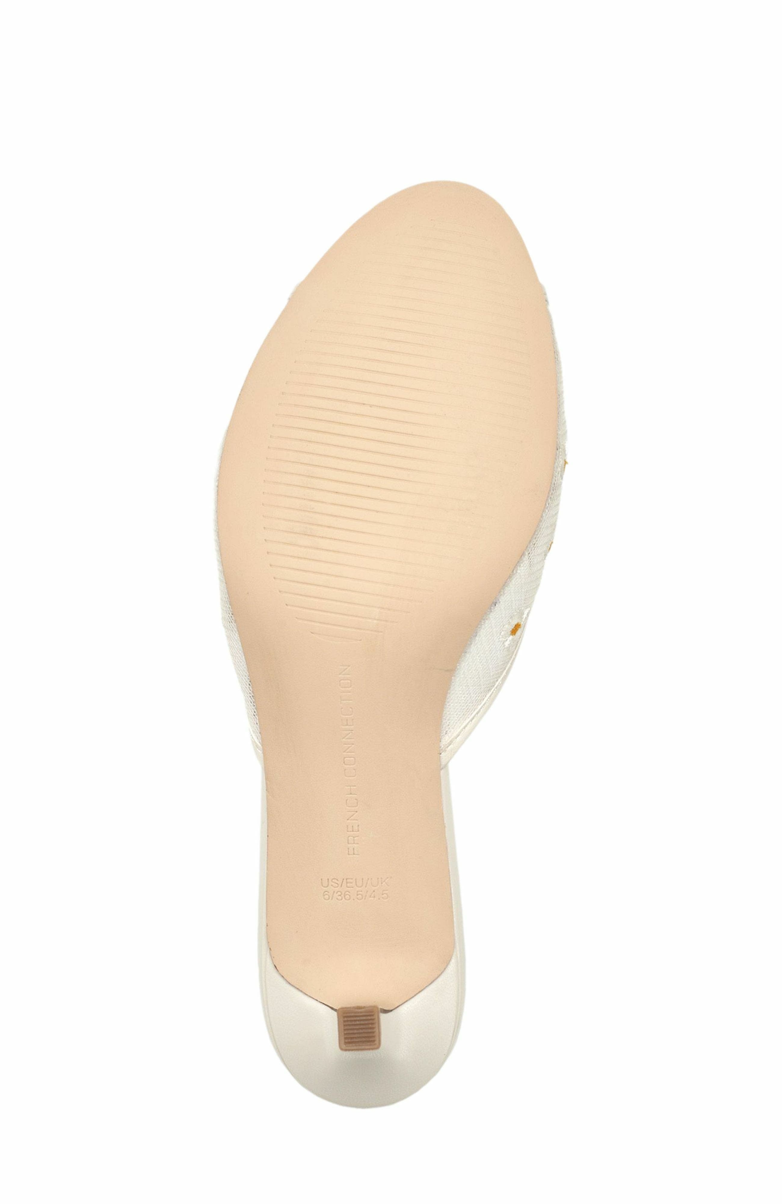French Connection Nancy Mesh Embroidered Kitten Heel, Alternate, color, White
