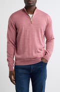 Peter Millar Autumn Crest Suede Trim Quarter Zip Sweater
