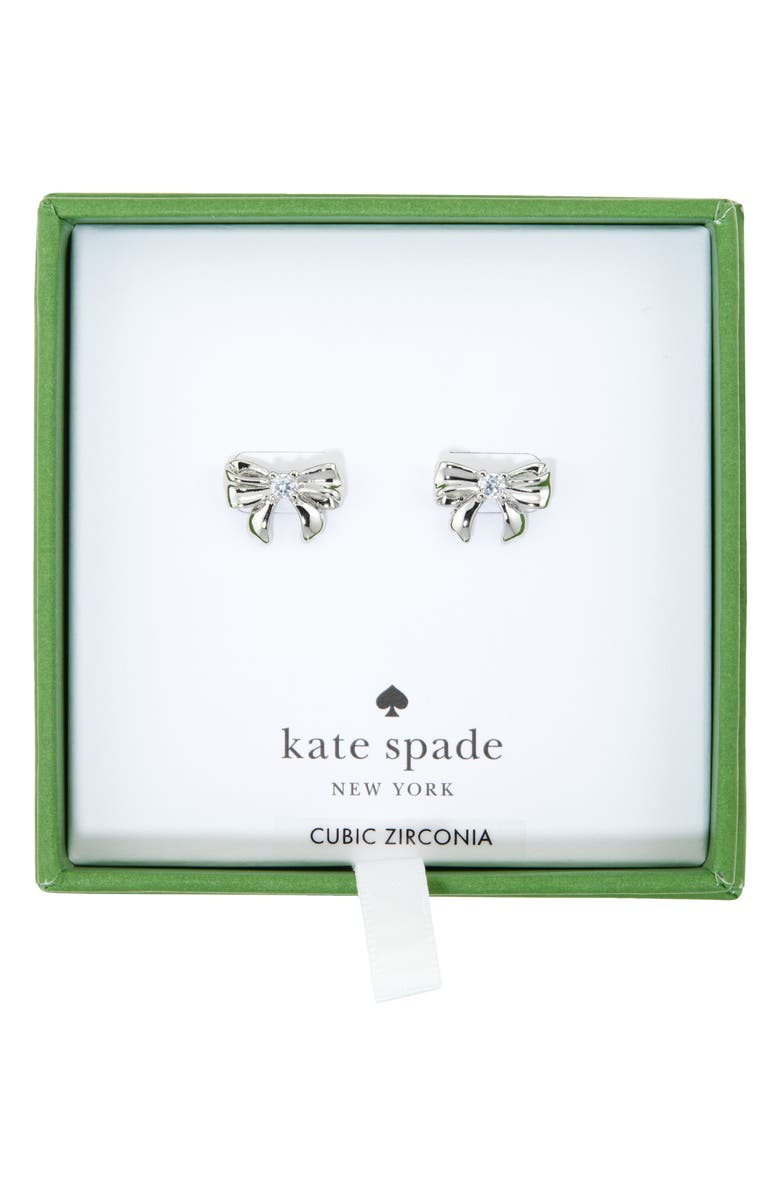 Kate Spade New York mini bow stud earrings, Main, color, Clear/ Silver
