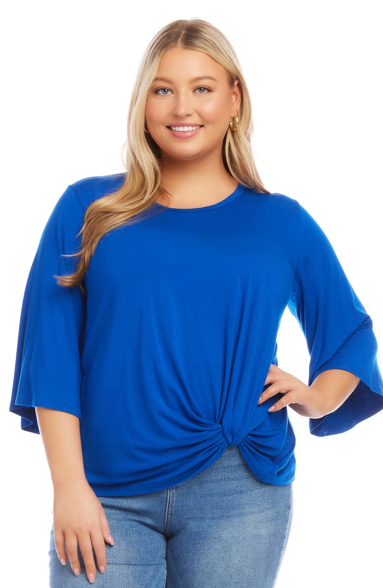 Karen Kane Flare Sleeve Tucked Hem Top, Alternate, color, 