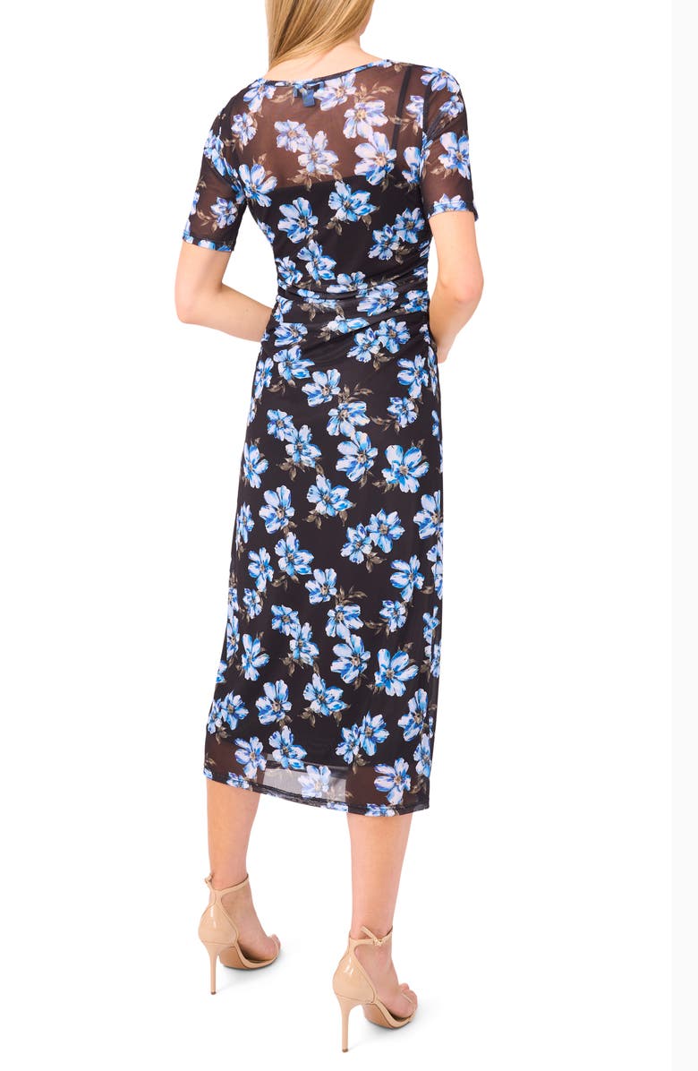 CeCe Ruched Floral Midi Dress, Alternate, color,