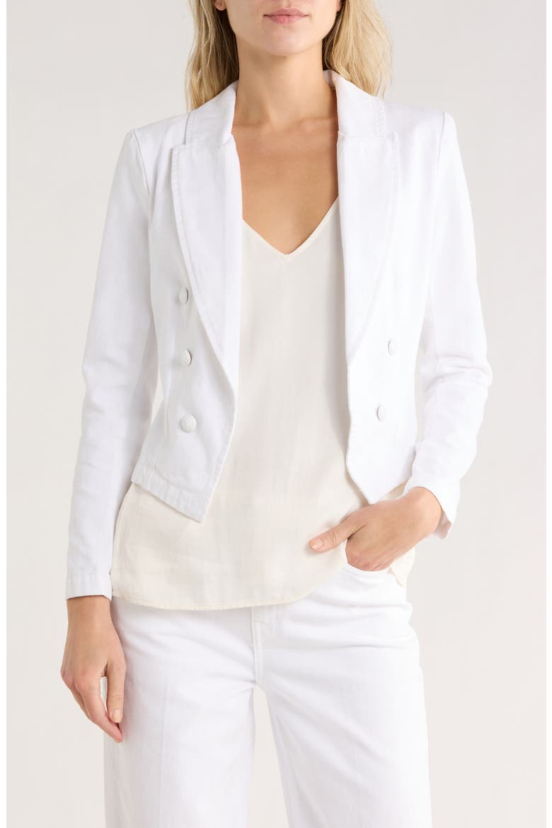 Wayne Double Breasted Crop Blazer, Main, color, BLANC