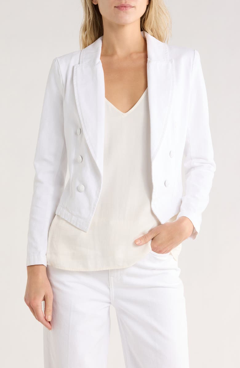 L'AGENCE Wayne Double Breasted Crop Blazer, Main, color, Blanc