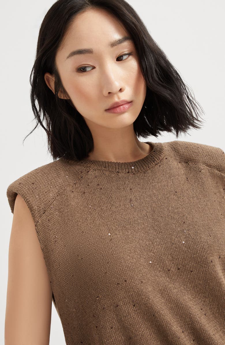 Brunello Cucinelli Linen and silk Diamond yarn vest, Alternate, color, 