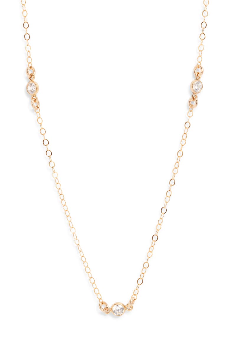 Set & Stones Birthstone Station Necklace, Main, color, Gold / April