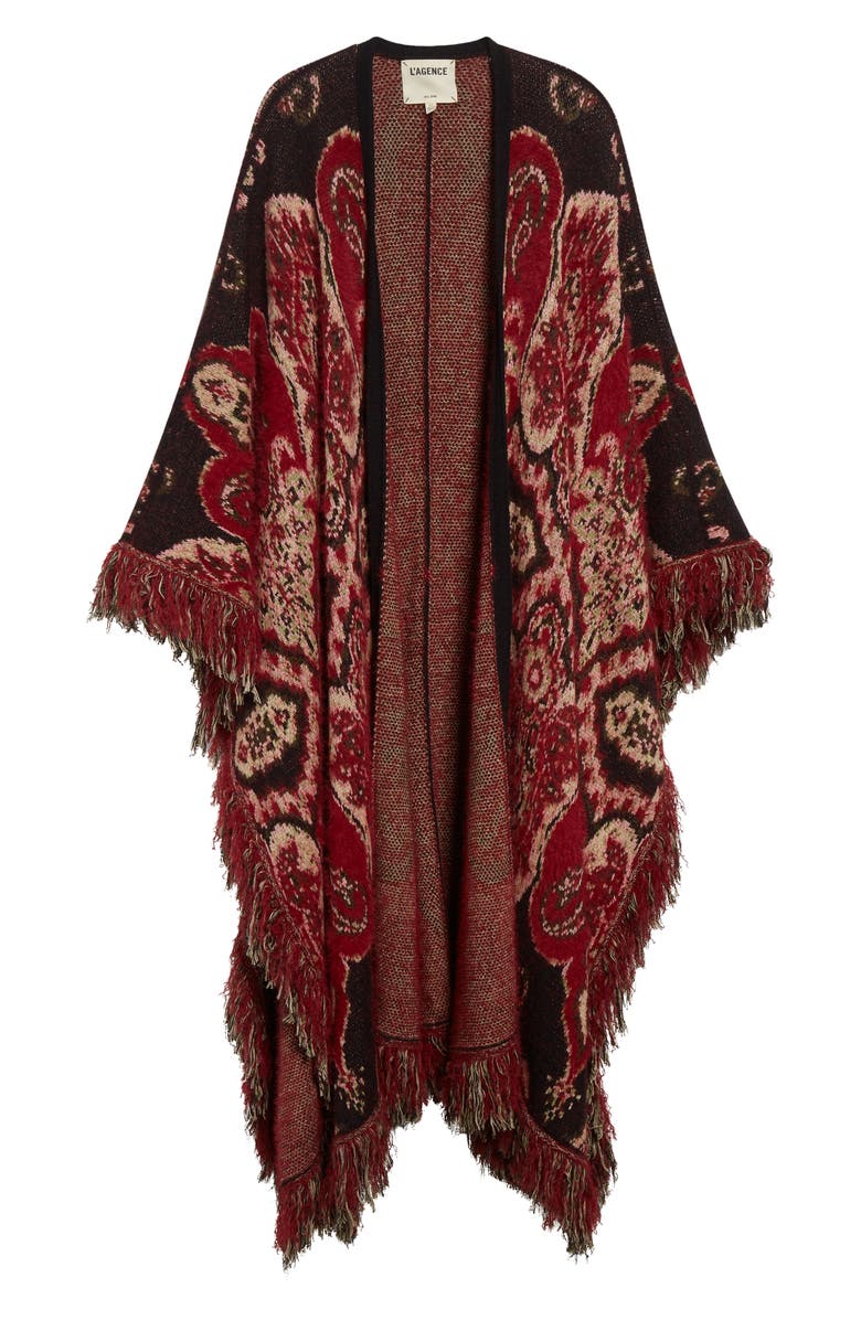 L'AGENCE Naoko Paisley Jacquard Cotton Blend Poncho, Alternate, color, Multi Stripe Paisley